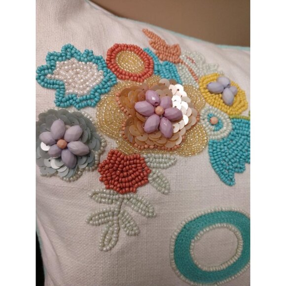 Bunny Tales Decorative Pillow With Embroidered/Beaded Message "Our Nest Is Bless - Picture 7 of 7